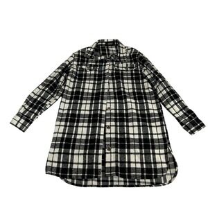Akira Black White Plaid Oversized Shacket Button Up Shirt Jacket Mens Medium